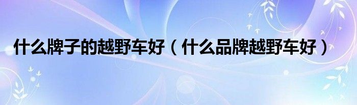 什么牌子的越野车好（什么品牌越野车好）