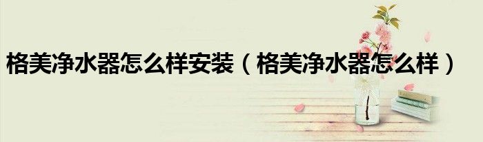 格美净水器怎么样安装（格美净水器怎么样）