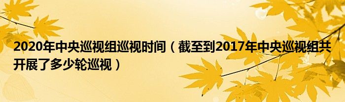 2020年中央巡视组巡视时间（截至到2017年中央巡视组共开展了多少轮巡视）