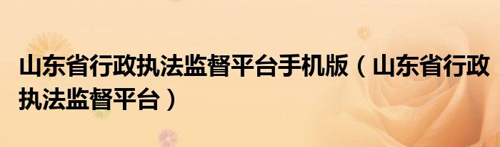 山东省行政执法监督平台手机版（山东省行政执法监督平台）