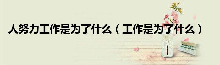 人努力工作是为了什么（工作是为了什么）