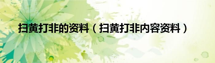 扫黄打非的资料（扫黄打非内容资料）