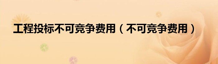 工程投标不可竞争费用（不可竞争费用）