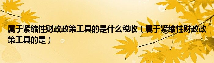 属于紧缩性财政政策工具的是什么税收（属于紧缩性财政政策工具的是）