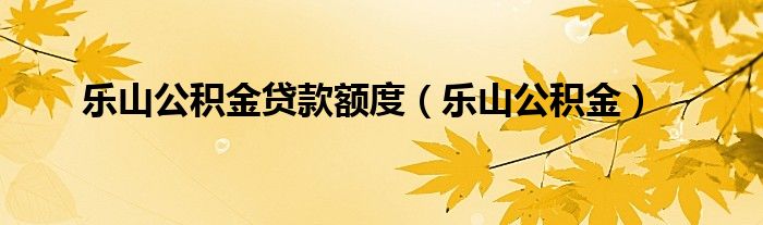 乐山公积金贷款额度（乐山公积金）