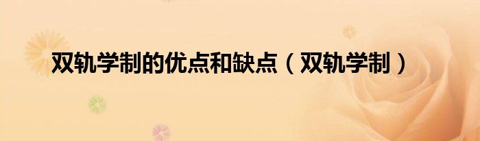 双轨学制的优点和缺点（双轨学制）