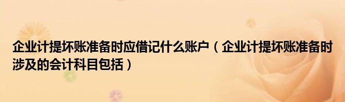 企业计提坏账准备时应借记什么账户（企业计提坏账准备时涉及的会计科目包括）