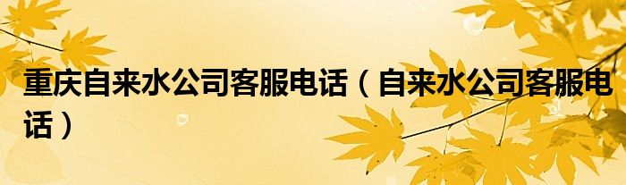 重庆自来水公司客服电话（自来水公司客服电话）
