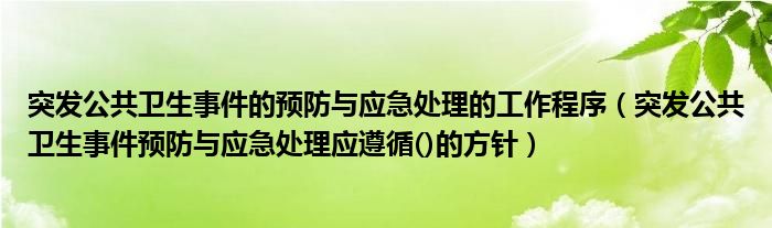 突发公共卫生事件的预防与应急处理的工作程序（突发公共卫生事件预防与应急处理应遵循()的方针）