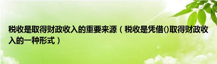 税收是取得财政收入的重要来源（税收是凭借()取得财政收入的一种形式）