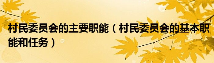 村民委员会的主要职能（村民委员会的基本职能和任务）