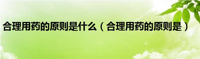 合理用药的原则是什么（合理用药的原则是）