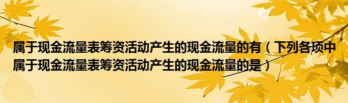 属于现金流量表筹资活动产生的现金流量的有（下列各项中属于现金流量表筹资活动产生的现金流量的是）