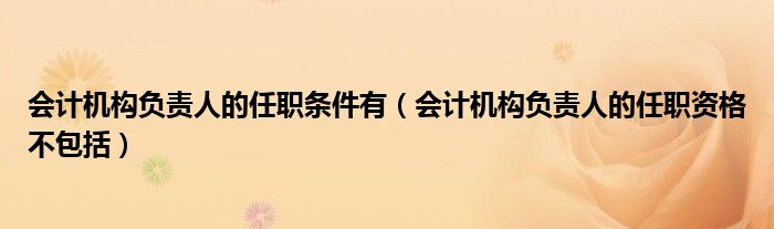 会计机构负责人的任职条件有（会计机构负责人的任职资格不包括）
