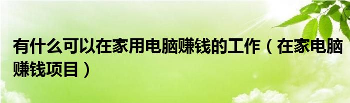 有什么可以在家用电脑赚钱的工作（在家电脑赚钱项目）