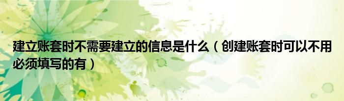 建立账套时不需要建立的信息是什么（创建账套时可以不用必须填写的有）