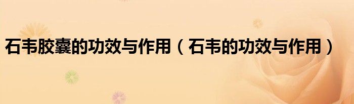石韦胶囊的功效与作用（石韦的功效与作用）