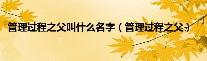 管理过程之父叫什么名字（管理过程之父）