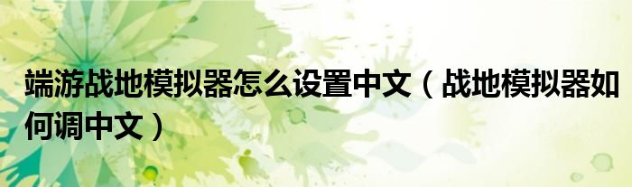 端游战地模拟器怎么设置中文（战地模拟器如何调中文）