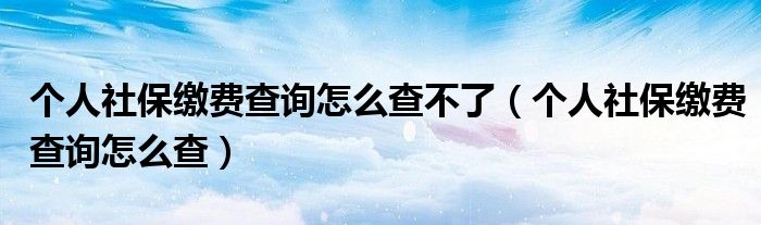 个人社保缴费查询怎么查不了（个人社保缴费查询怎么查）