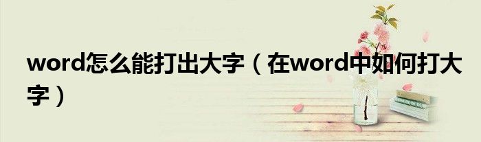 word怎么能打出大字（在word中如何打大字）