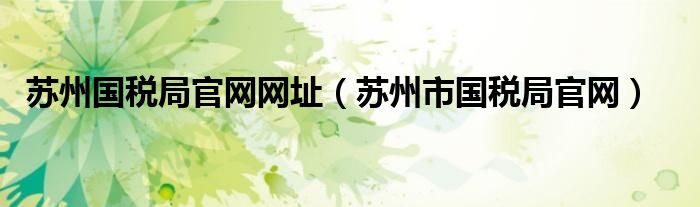 苏州国税局官网网址（苏州市国税局官网）
