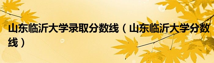 山东临沂大学录取分数线（山东临沂大学分数线）