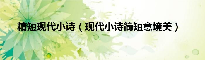 精短现代小诗（现代小诗简短意境美）
