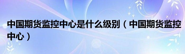 中国期货监控中心是什么级别（中国期货监控中心）