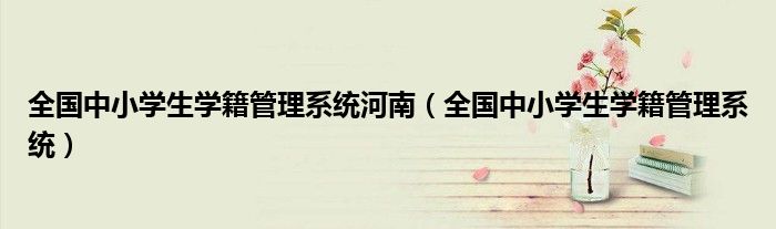 全国中小学生学籍管理系统河南（全国中小学生学籍管理系统）