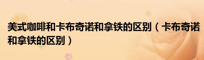 美式咖啡和卡布奇诺和拿铁的区别（卡布奇诺和拿铁的区别）