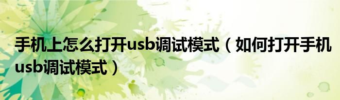 手机上怎么打开usb调试模式（如何打开手机usb调试模式）