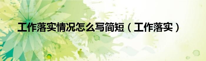 工作落实情况怎么写简短（工作落实）