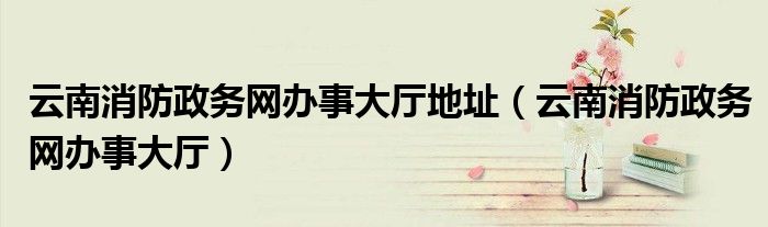 云南消防政务网办事大厅地址（云南消防政务网办事大厅）