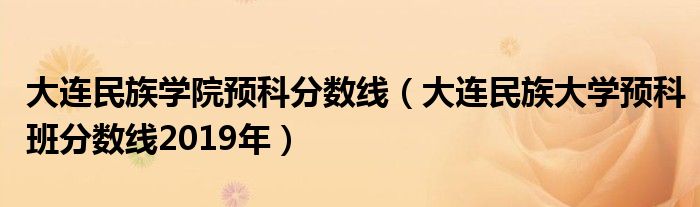 大连民族学院预科分数线（大连民族大学预科班分数线2019年）