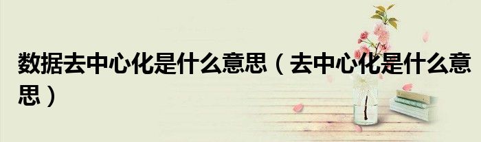 数据去中心化是什么意思（去中心化是什么意思）