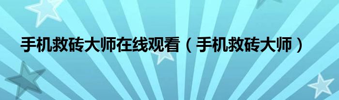 手机救砖大师在线观看（手机救砖大师）