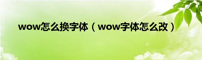 wow怎么换字体（wow字体怎么改）