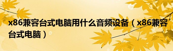 x86兼容台式电脑用什么音频设备（x86兼容台式电脑）