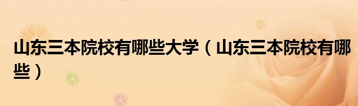 山东三本院校有哪些大学（山东三本院校有哪些）