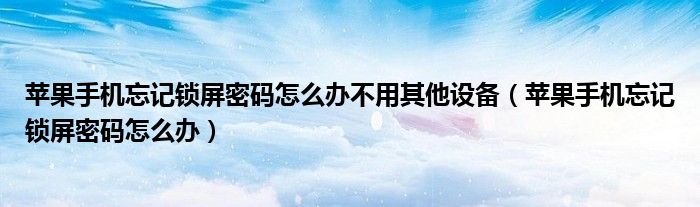 苹果手机忘记锁屏密码怎么办不用其他设备（苹果手机忘记锁屏密码怎么办）