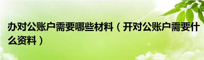 办对公账户需要哪些材料（开对公账户需要什么资料）