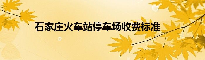 石家庄火车站停车场收费标准