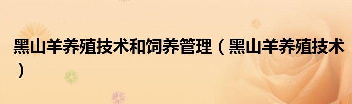黑山羊养殖技术和饲养管理（黑山羊养殖技术）