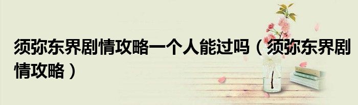 须弥东界剧情攻略一个人能过吗（须弥东界剧情攻略）
