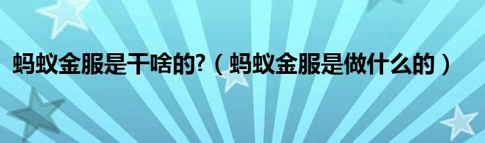 蚂蚁金服是干啥的?（蚂蚁金服是做什么的）